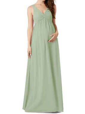 Azazie Yetta Maternity - Dusty Sage Chiffon